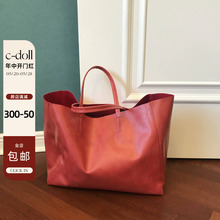 宽横版cabas tote shopping bag购物袋 欧美风休闲包（辣椒红色）