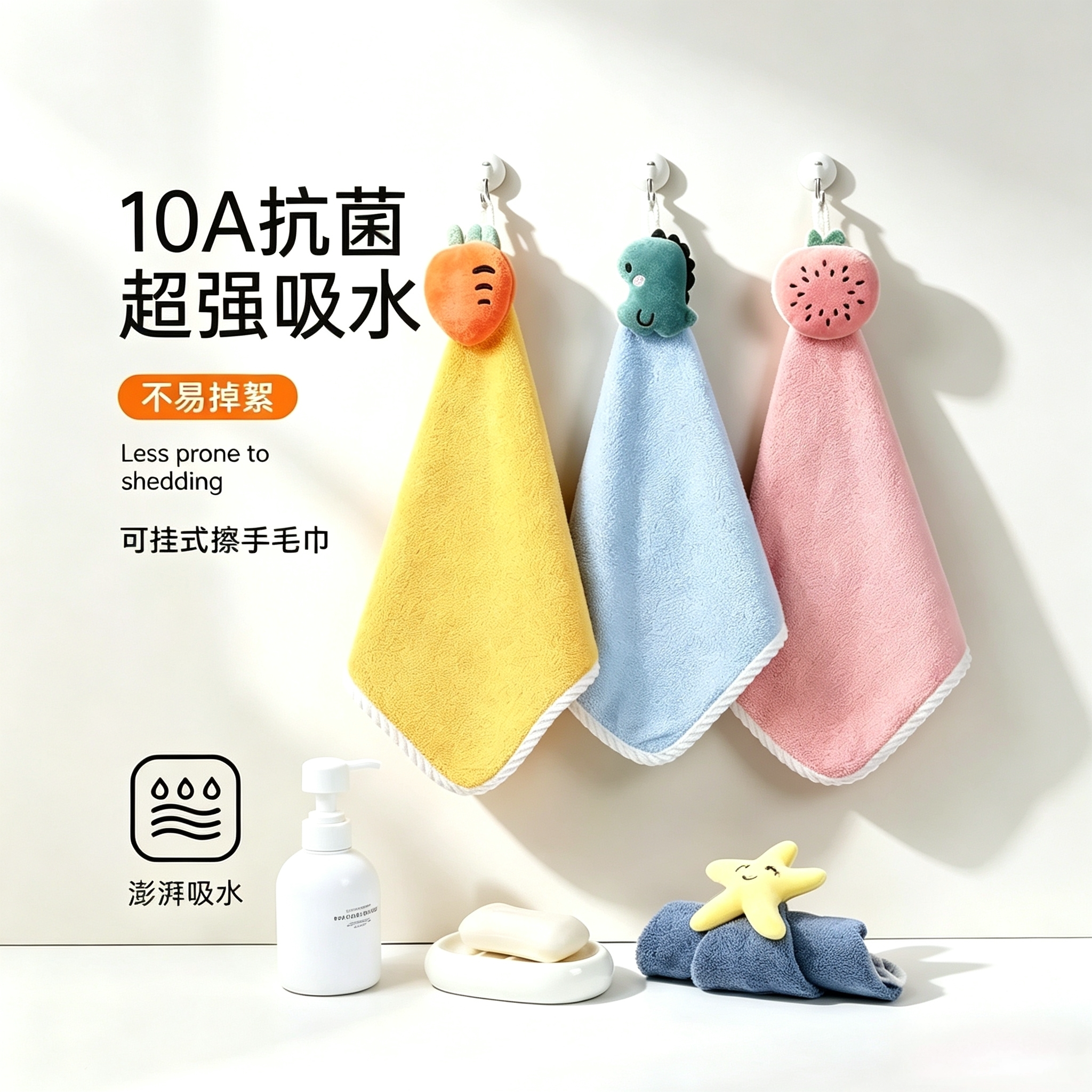 厨房擦手巾挂式可爱卡通家用不掉毛超强吸水加厚卫生间小毛巾速干