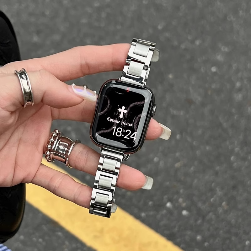 高级感金属三株iwatchS11表带适用苹果手表applewatch10夏天se2女