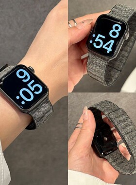 新款牛仔磁吸扣iwatch9表带适用苹果手表applewatch8765男S10女SE
