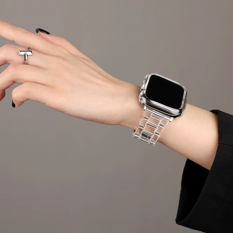 夏天简约透明小冰块iwatch98765代SE表带适用苹果applewatch9手表