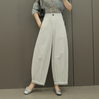 九分阔腿裤直筒灯笼宽松蕾丝女