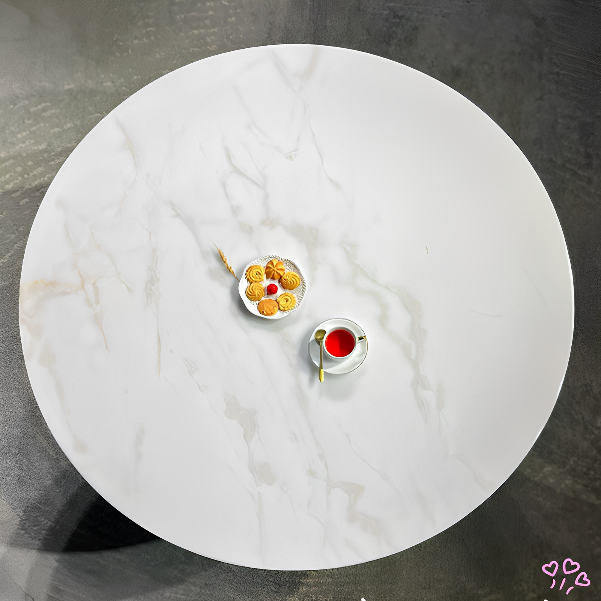 意大利纯天然奢石餐桌现代简约圆桌高端别墅大平层设计师奢石