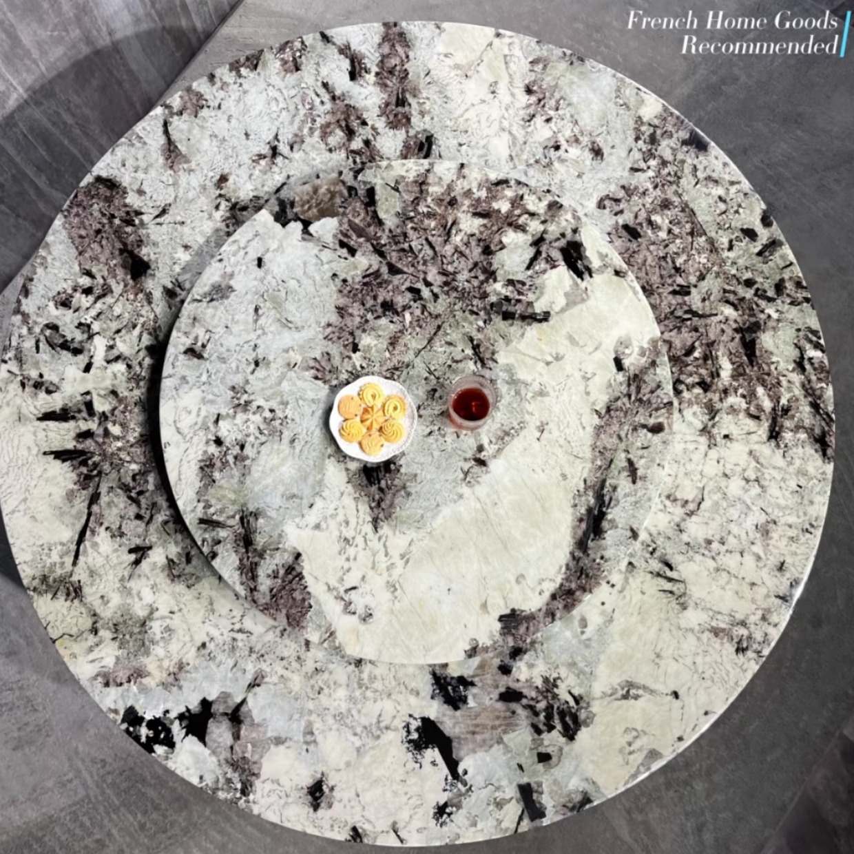 纯天然进口奢石圆桌雪山蓝