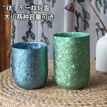 新款双层纯钛啤酒杯真空隔热钛杯时尚随手杯饮料杯纯钛大口杯礼品