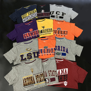 NCAA薄款 印花 圆领美式运动短袖健身跑步宽松嘻哈T恤投篮服