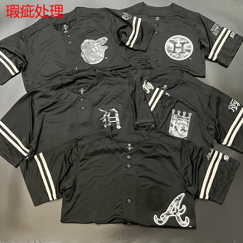 瑕疵处理 棒球联盟 宽松大码棒球衫速干短袖宽松街舞嘻哈开衫短袖