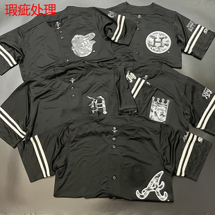 瑕疵处理 棒球联盟 宽松大码棒球衫速干短袖宽松街舞嘻哈开衫短袖