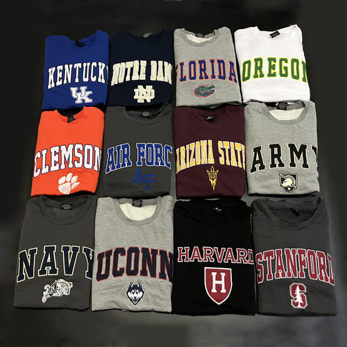 刺绣NCAA圆领运动卫衣大码外套