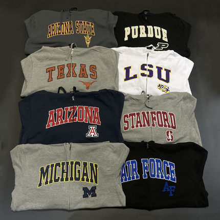 链接2 NCAA 刺绣印花 拉链运动卫衣宽松投篮服外套 大码篮球帽衫