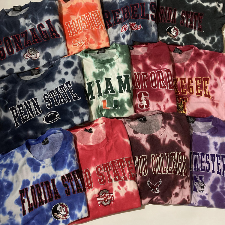 COLLEGE LEAGUE TIE-DYE EMBROIDERY GONZAGA BASKETBALL SPORTS SWEATSHIRT HIP HOP PLUS SIZE MENS CREW NECK PULLOVER