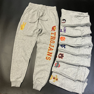 NCAA大学印花 加肥大码运动长裤篮球裤 健身跑步收口收腿裤潮男裤