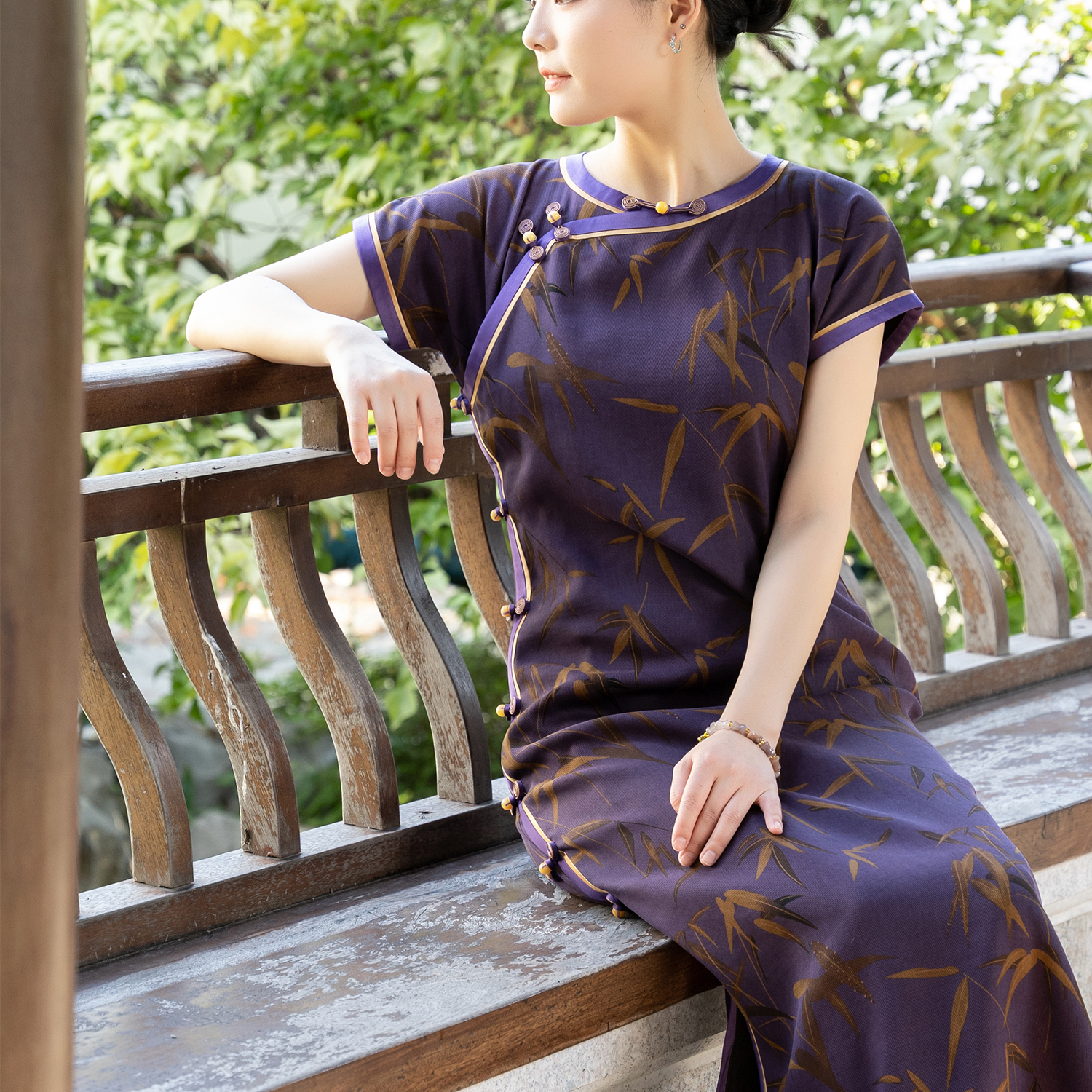 旧事旗袍雅致高级香云纱日常夏季