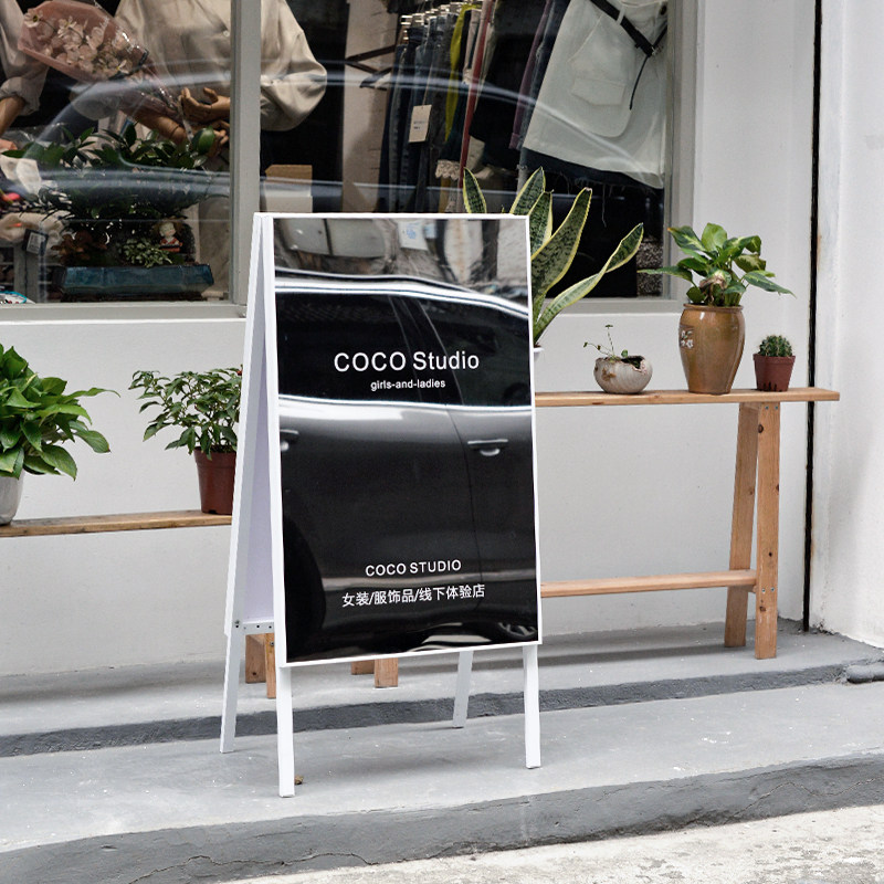 镜面不锈钢立牌广告牌 门口落地招牌 户外展示架展示牌定制