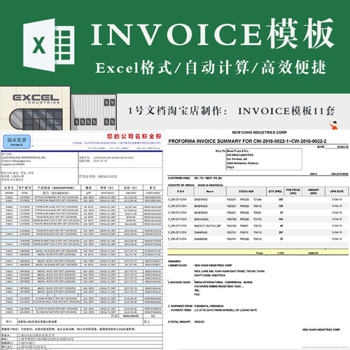 外销商业出口贸易英文发票invoice模板 英文版形式