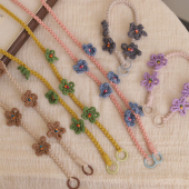 新款 花花手机链钥匙扣挂饰斜挎可背包包带 手工编织手机挂绳手腕款