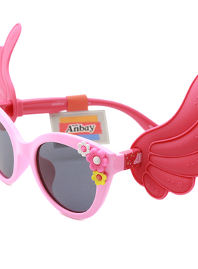 正品Anbay安比儿童太阳镜女童小孩带翅膀高清遮阳眼镜软墨镜21255