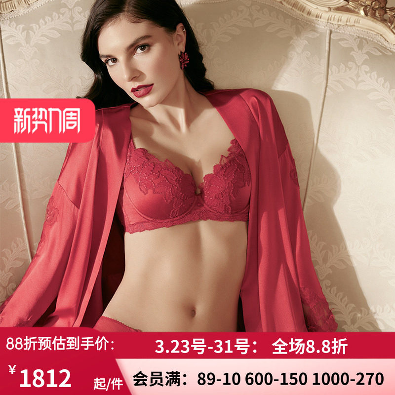 LACLOVER兰卡文挚爱卡罗拉高端真丝奢华性感红色新娘睡袍LC48TK1