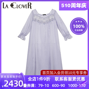 女7分袖 新品 LACLOVER兰卡文嘉茜亚传奇含真丝夏季 睡裙LC44UG1