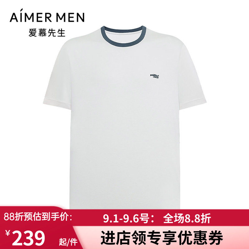 男棉质睡衣凉感套头短袖T恤图片