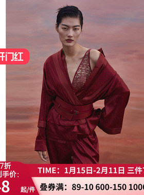 爱慕·CHUANG薄睡衣 女高雅雅部含真丝印花中袖开襟上衣CA810311