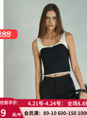 爱慕·CHUANG明动4 春夏女士方领打底带罩杯黑白背心上衣CA721161