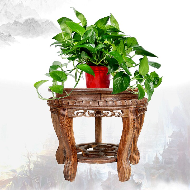 鸡翅木增高花盆栽鱼缸奇石头实木底座花瓶花架子摆件木座圆形托盘