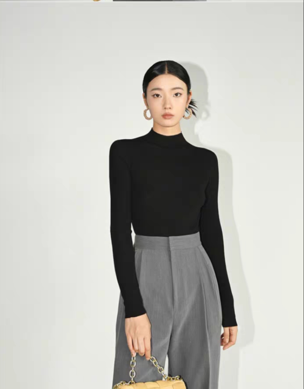 德国杨子纱美丽诺羊毛半高领针织衫女内搭长袖百搭显瘦打底衫