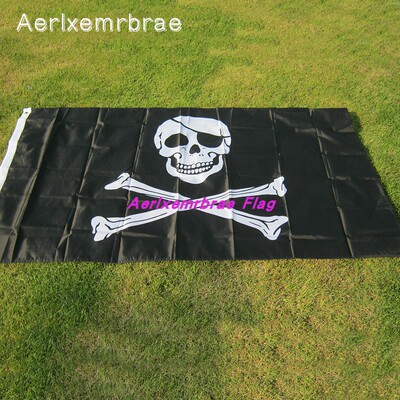 骷髅头海盗旗90x150CM万圣节装饰旗 Skull Pirate Flag