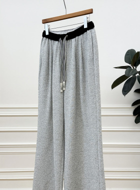 D01599花纱直筒休闲裤！抽绳腰头柔软面料 慵懒随性超百搭~