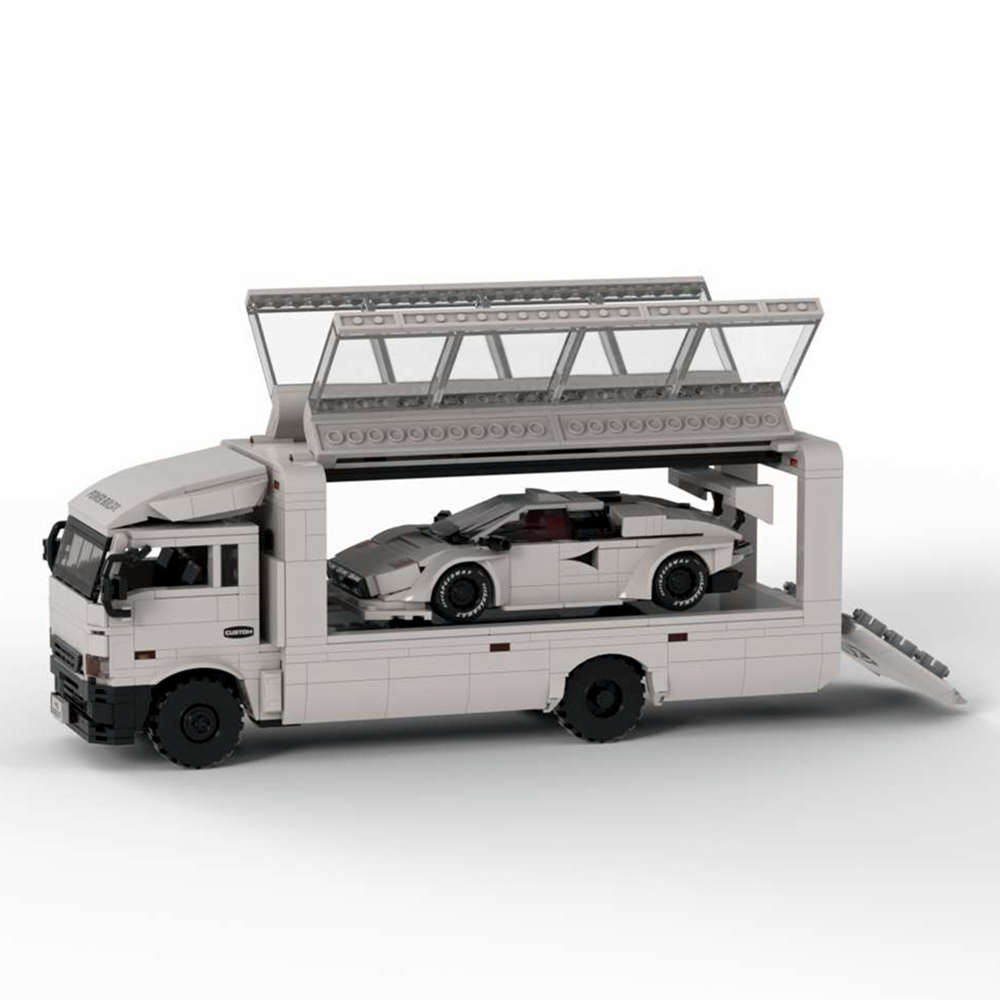 品铂积木平板卡车拖车集装箱货车