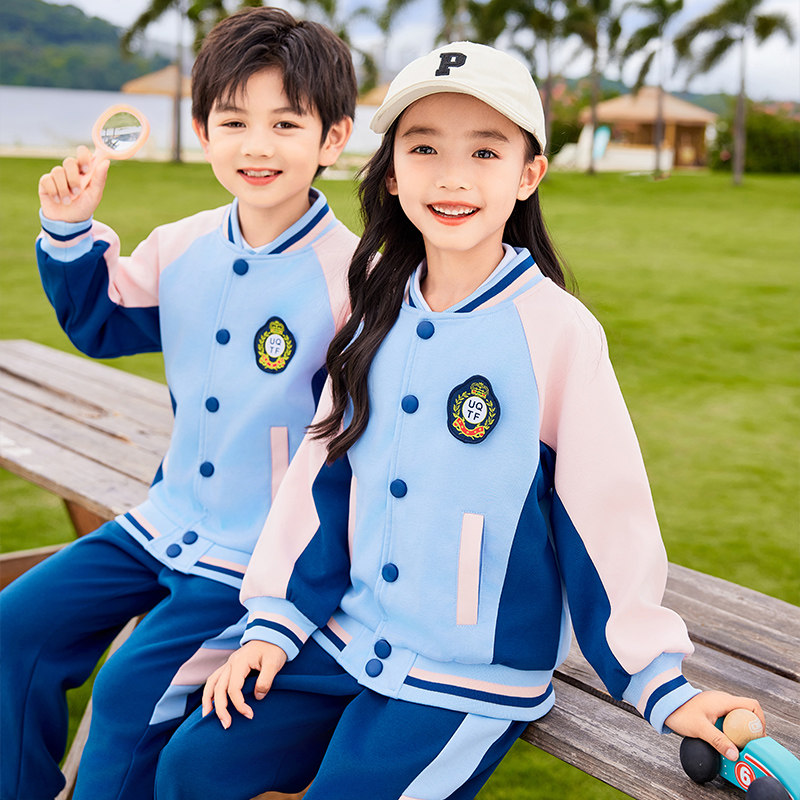 幼儿园园服大中小班服纯棉男女童秋季棒球服学院小学生校服三件套