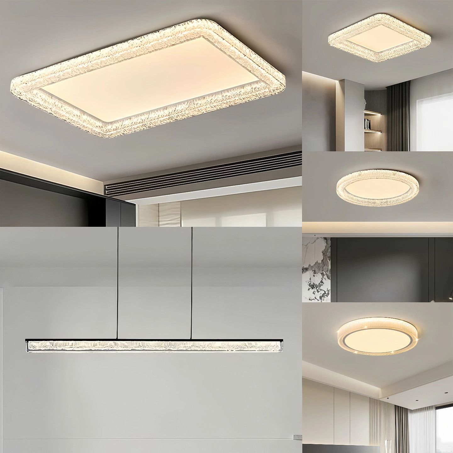 极简亚克力吸顶灯客厅灯餐厅灯卧室灯套装灯LED三色变光灯