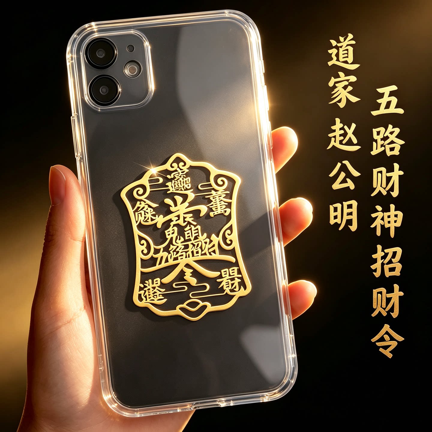 道家法器赵公明招财令手机贴纸武财神五路财神图贴转运平安护身符