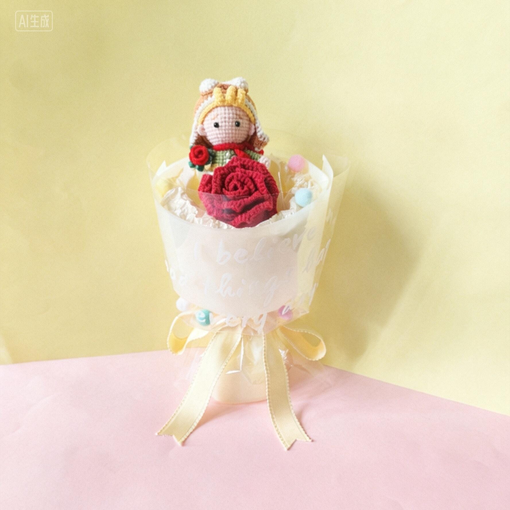 小王子玫瑰花花束钩织成品小针织花束生日节日童心可爱治愈系礼物