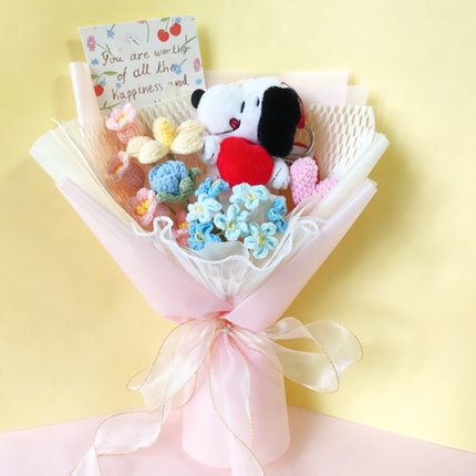 正版史努比花束成品snoopy女孩节日生日礼物可爱卡通Tim熊玩偶花