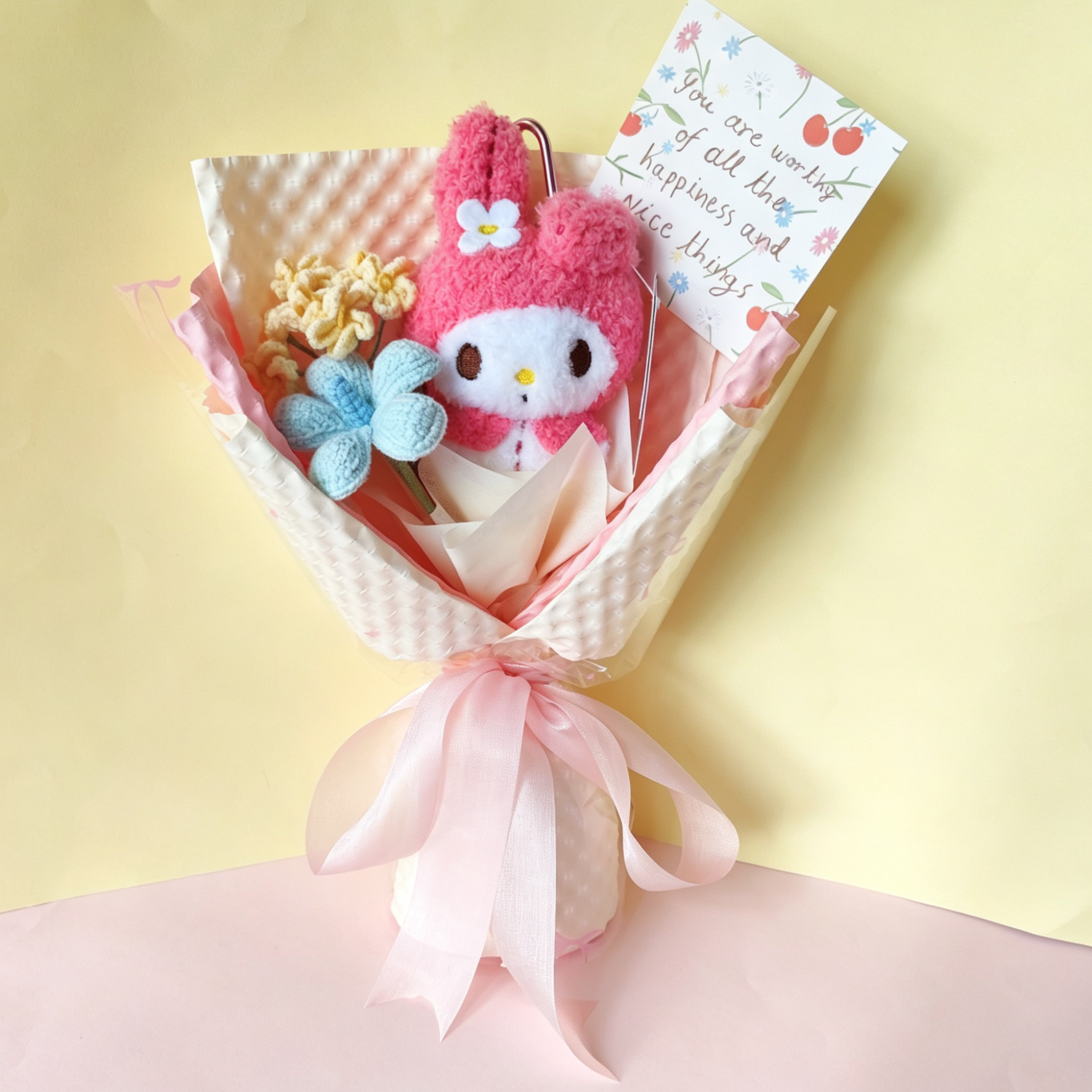 三丽鸥美乐蒂玩偶花束生日礼物女生送闺蜜可爱hellokitty针织花束图片