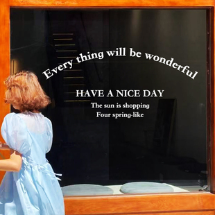 每件事将会很棒 ins风大尺寸英文玻璃橱窗贴纸简约咖啡服装店装饰