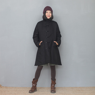 姜欢J&H原创设计 美院派艺术系黑色立领夹棉气质款大棉袄 男女款