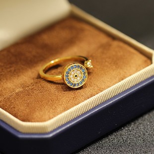 高档镶钻可转动土星戒指气质女款花朵食指戒手饰旋转开口调节指环