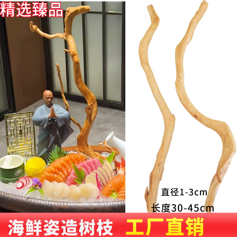 海鲜姿造用品干树枝大摆件木头创意造型摆件品天然树根刺身装饰品