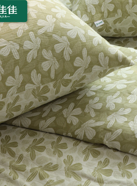 绿色花床单双人全棉纯棉双层纱定制任意尺寸床笠炕单大尺寸3米
