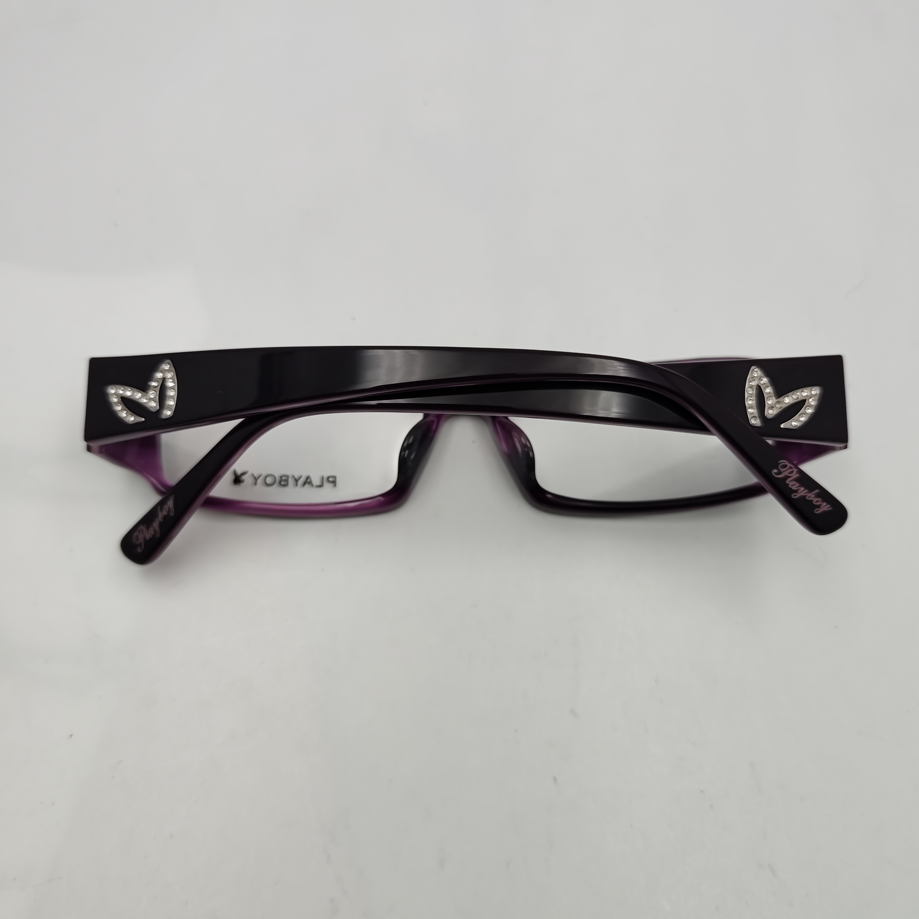 女士时尚光学镜架黑紫配色镶钻装饰简约设计个性潮流眼镜框CE492