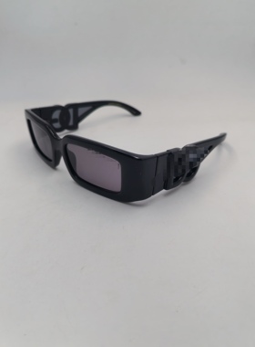 复古方框太阳镜黑树脂纹理金边渐变黑片防紫外线时尚潮流款CF1056