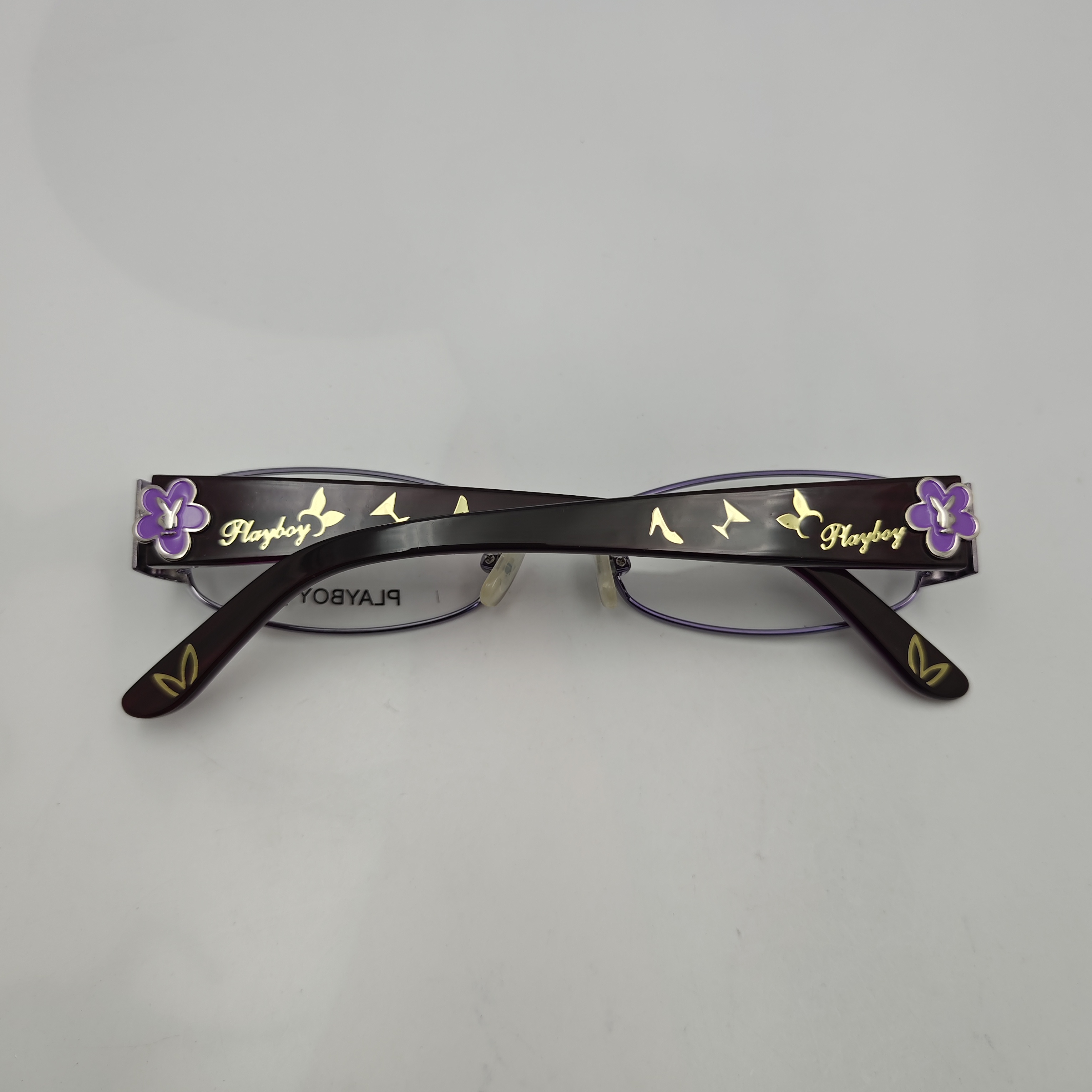 Playboy女半框金属眼镜架时尚紫色花朵装饰轻便舒适光学镜框CE513