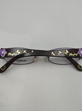 Playboy女半框金属眼镜架时尚紫色花朵装饰轻便舒适光学镜框CE513
