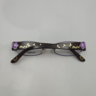 Playboy女半框金属眼镜架时尚 饰轻便舒适光学镜框CE513 紫色花朵装