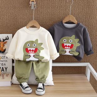 卡通圆领卫衣长袖 2024秋装 休闲裤 套装 百搭 男童秋季 时尚 新款