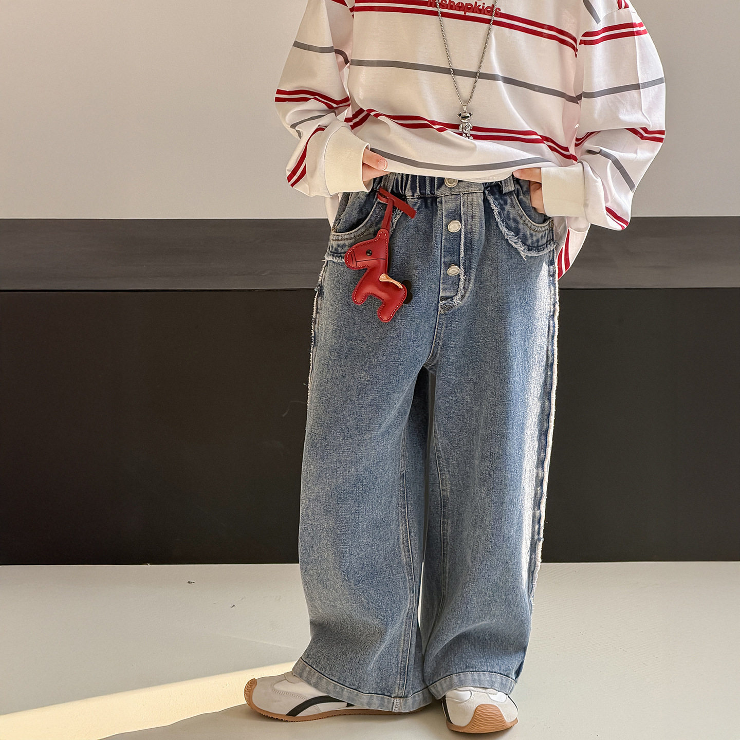 棉小铺男童牛仔裤儿童春季韩版2026新款简潮百搭毛边直筒童装裤子,童装/婴儿装/亲子装,儿童牛仔裤,淘宝优惠券,粉丝福利购,淘宝优惠卷