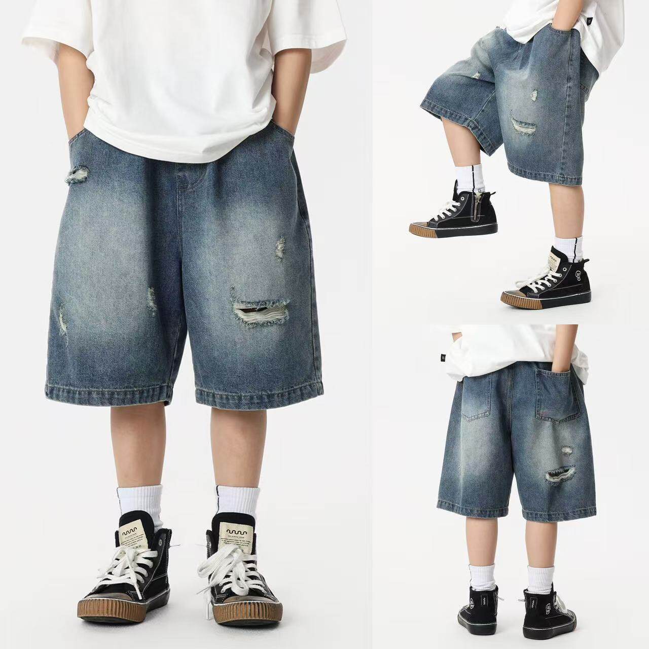 男童短裤2026夏季新款帅气男宝破洞牛仔短裤韩版儿童五分裤潮